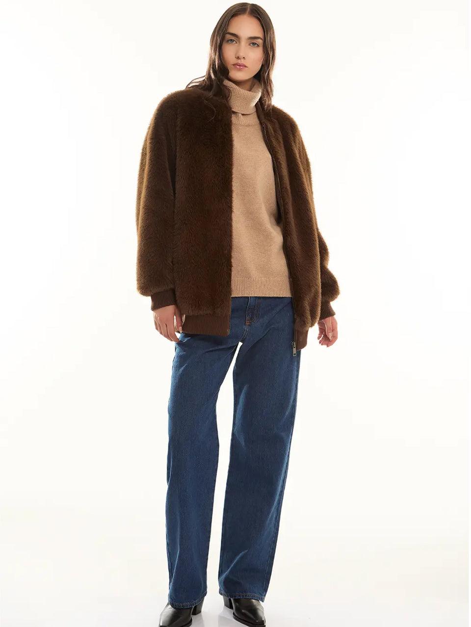 P.A.R.O.S.H. Bomber in Ecopelliccia Marrone Bestseller