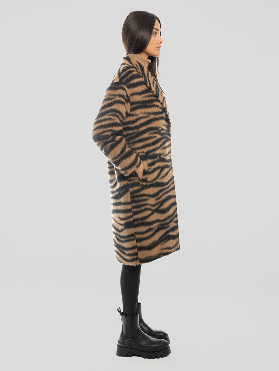 MAX MARA Cappotto Jacquard Animalier Vidim Cammello Sottocosto