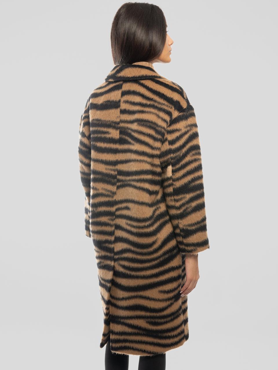 MAX MARA Cappotto Jacquard Animalier Vidim Cammello Sottocosto