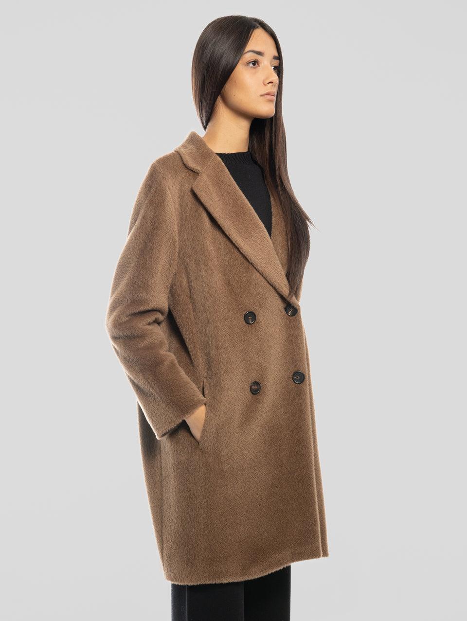 MAX MARA Cappotto Doppiopetto in Alpaca e Lana Roseto Cammello Novità