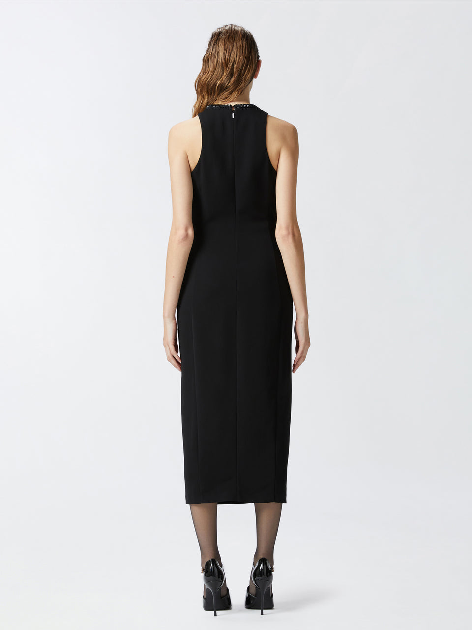 PINKO Abito a Tubino con Strass Nero Outlet