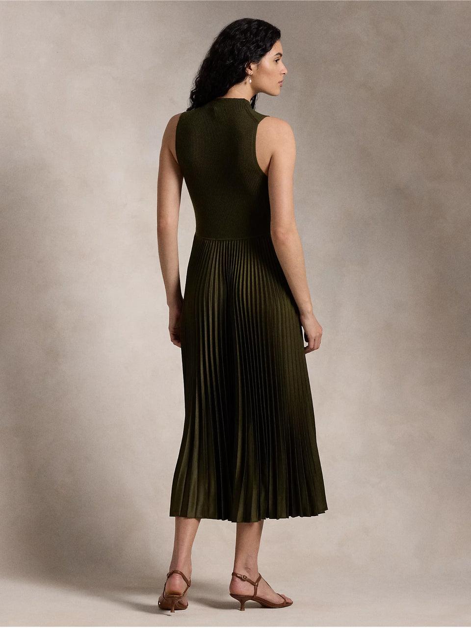 RALPH LAUREN Abito Senza Maniche da Cocktail Verde Loden Offerte