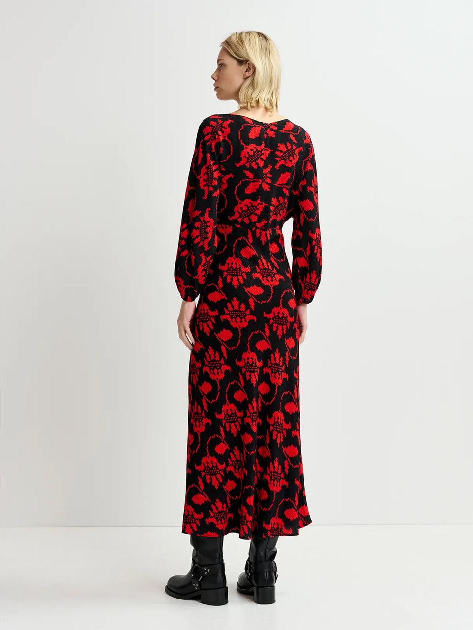ESSENTIEL ANTWERP Abito Lungo con Stampa Nero Vendita Calda