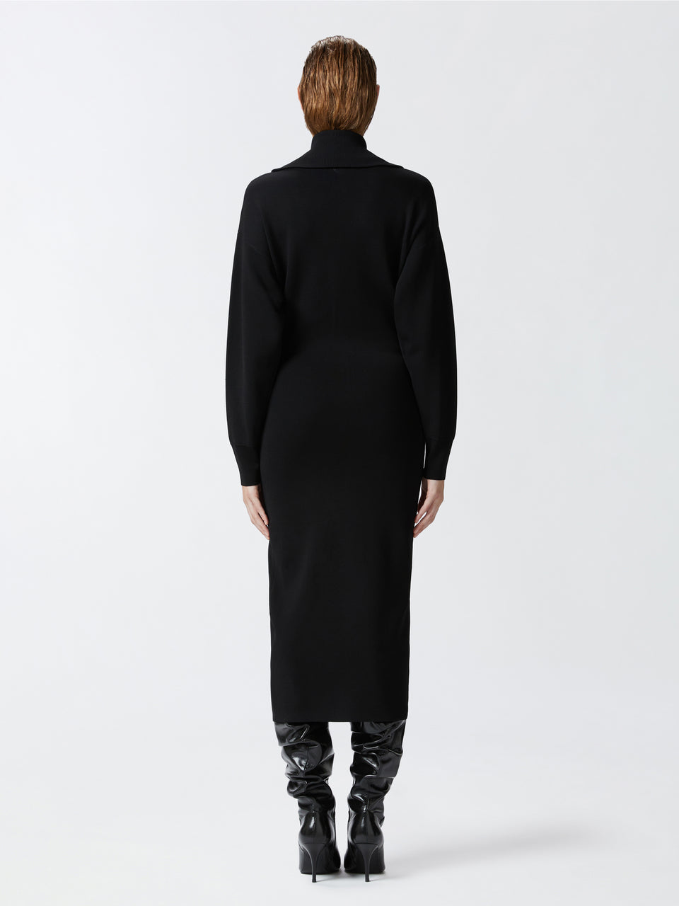 PINKO Abito Longuette in Maglia Nero Saldi Di Fabbrica