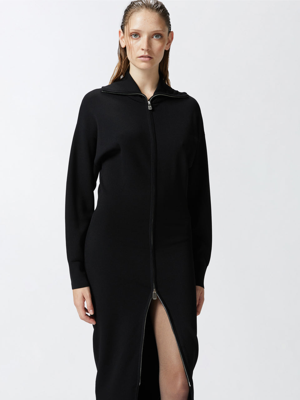 PINKO Abito Longuette in Maglia Nero Saldi Di Fabbrica