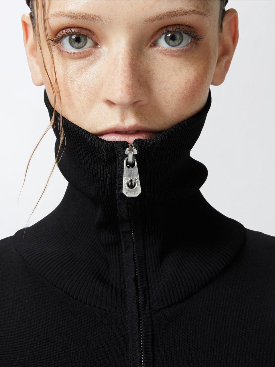 PINKO Abito Longuette in Maglia Nero Saldi Di Fabbrica