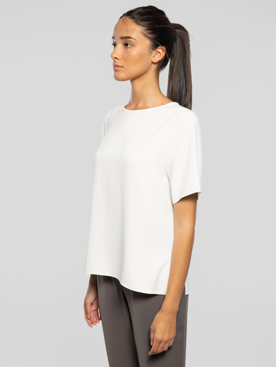 P.A.R.O.S.H. Blusa Girocollo con Maniche Corte Panna 2025
