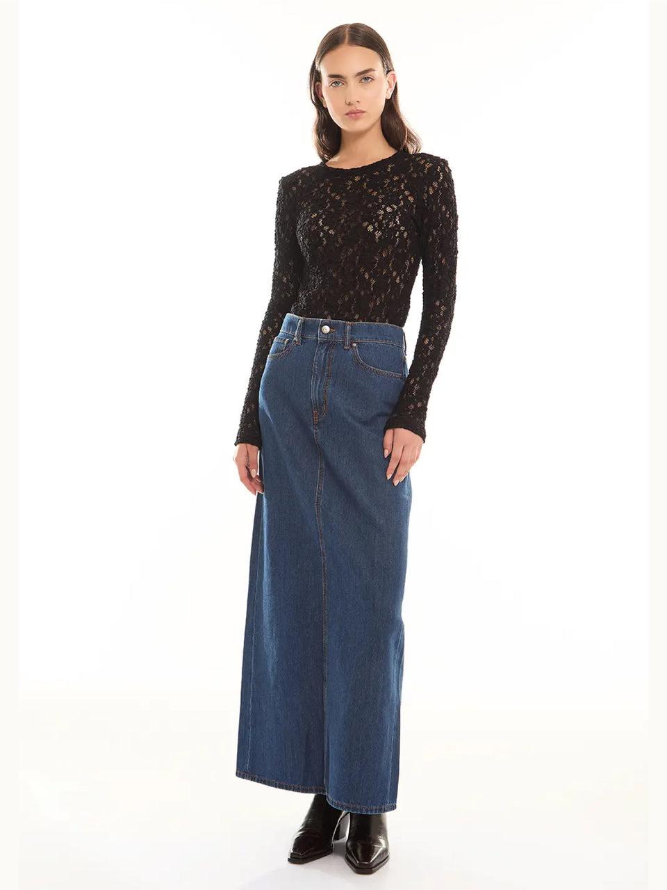 P.A.R.O.S.H. Blusa in Pizzo Girocollo Nero Italia