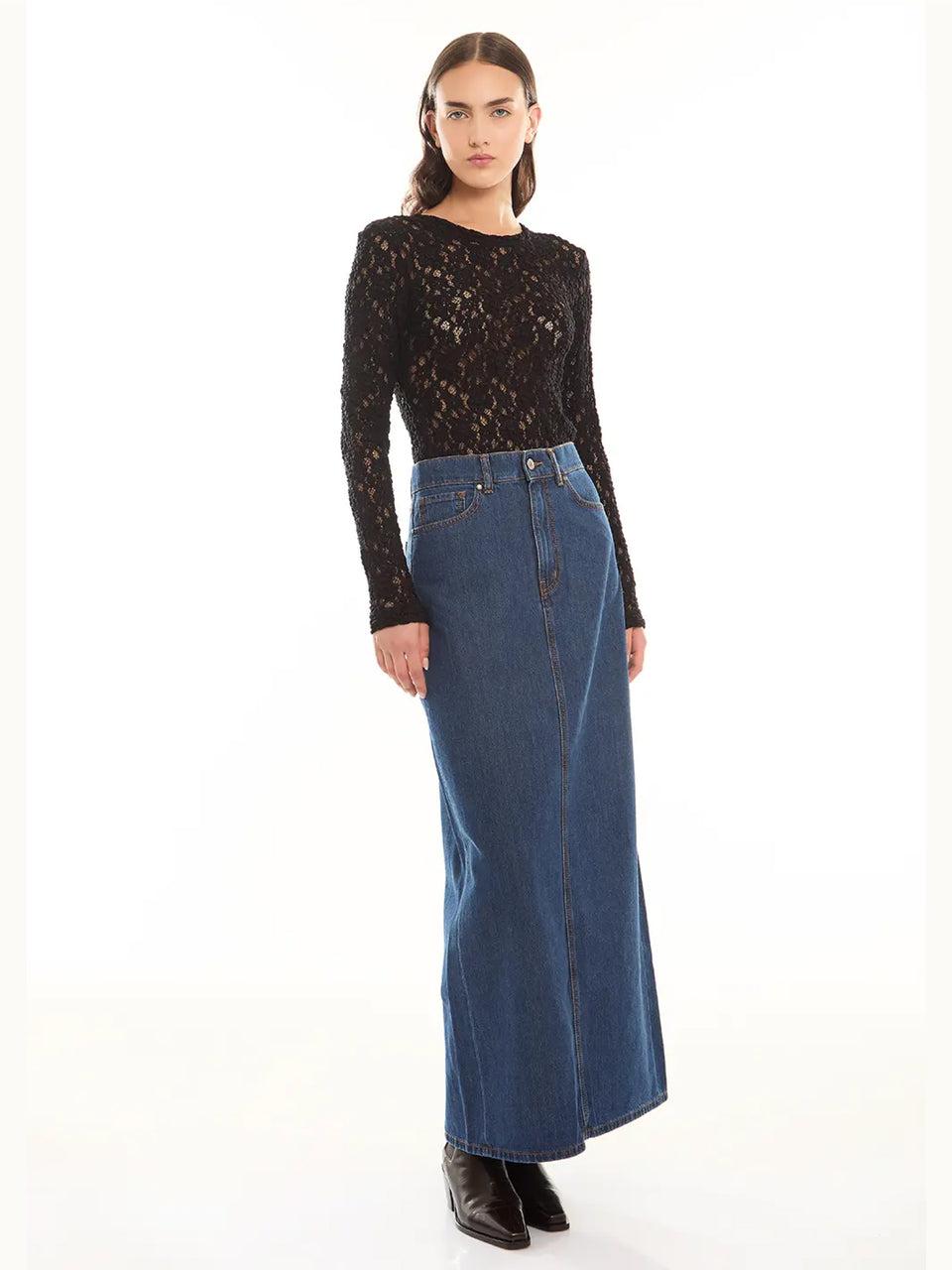 P.A.R.O.S.H. Blusa in Pizzo Girocollo Nero Italia