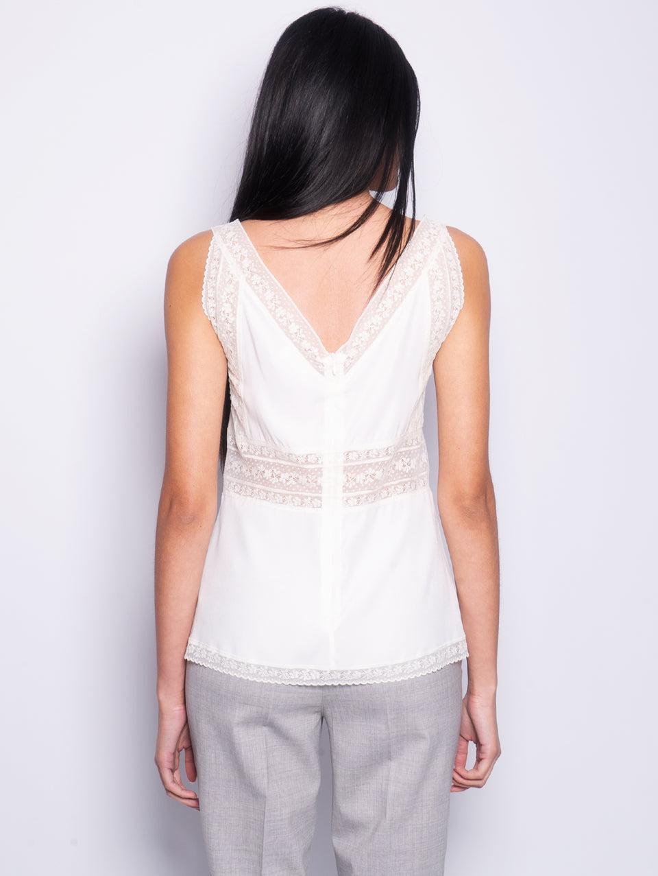 P.A.R.O.S.H. Blusa in Seta e Pizzo Panna Qualità
