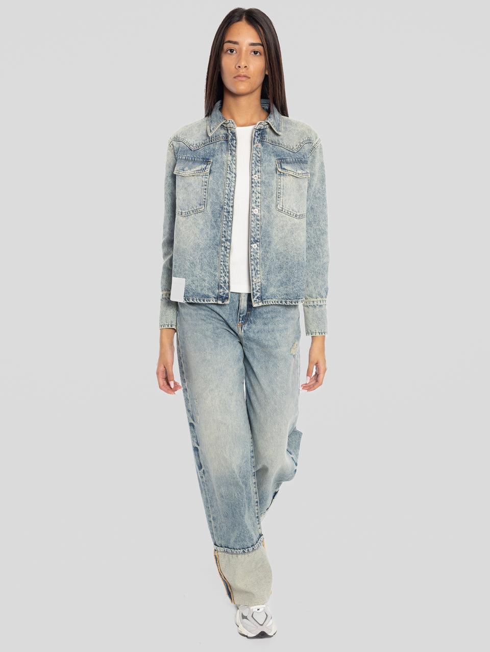 ICON DENIM Camicia Western in Denim Norah Blu Soddisfazione Garantita