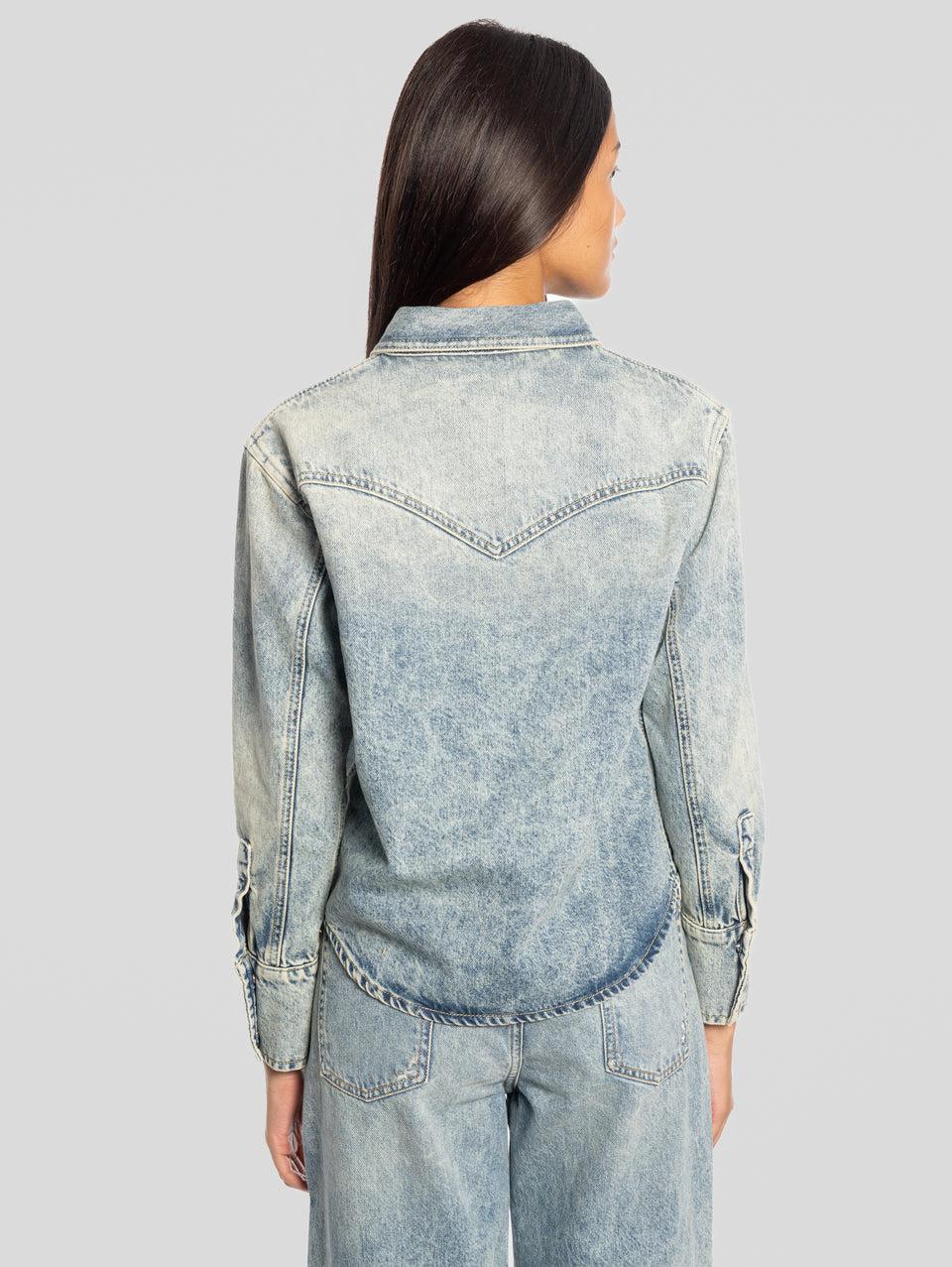 ICON DENIM Camicia Western in Denim Norah Blu Soddisfazione Garantita