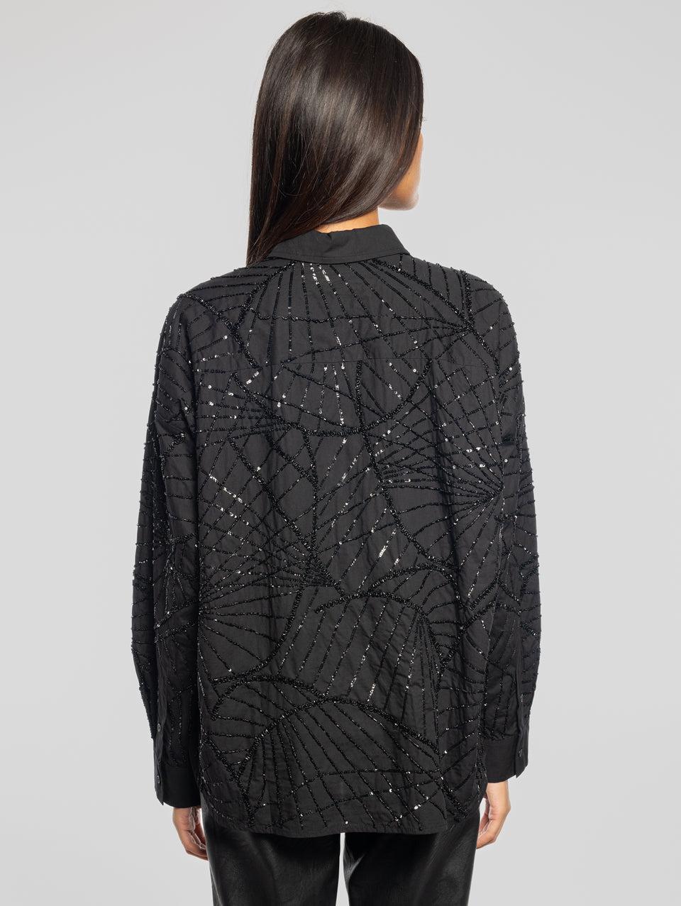 ESSENTIEL ANTWERP Camicia Squadrata con Paillettes Nero Negozi Online