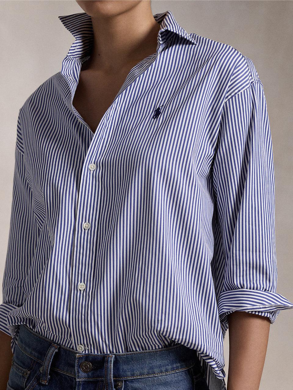 RALPH LAUREN Camicia a Righe Blu/Bianco Consegna Veloce