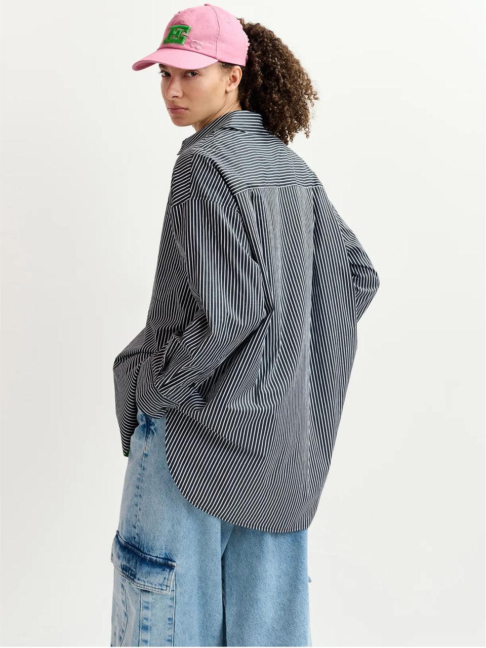 ESSENTIEL ANTWERP Camicia Reversibile Oversize Bianco/Blu Italia
