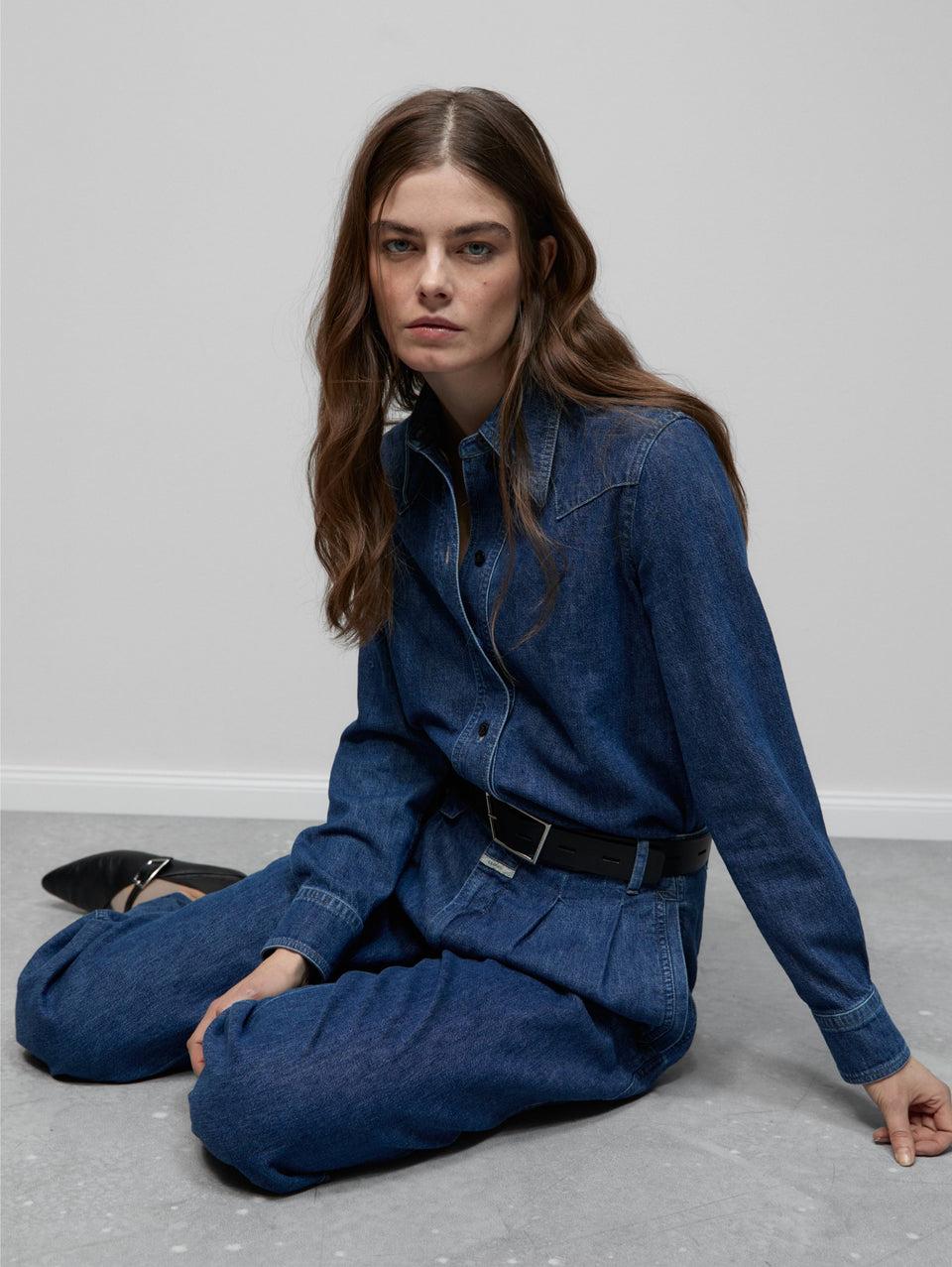 CLOSED Camicia Western in Denim Blu Fino Al -60%