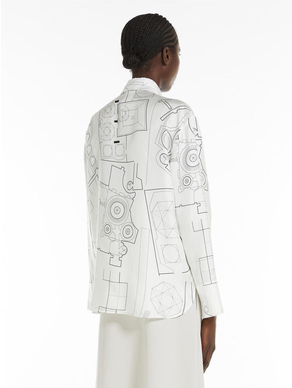 MAX MARA LEISURE Camicia in Seta Stampata Bianco Shopping Online