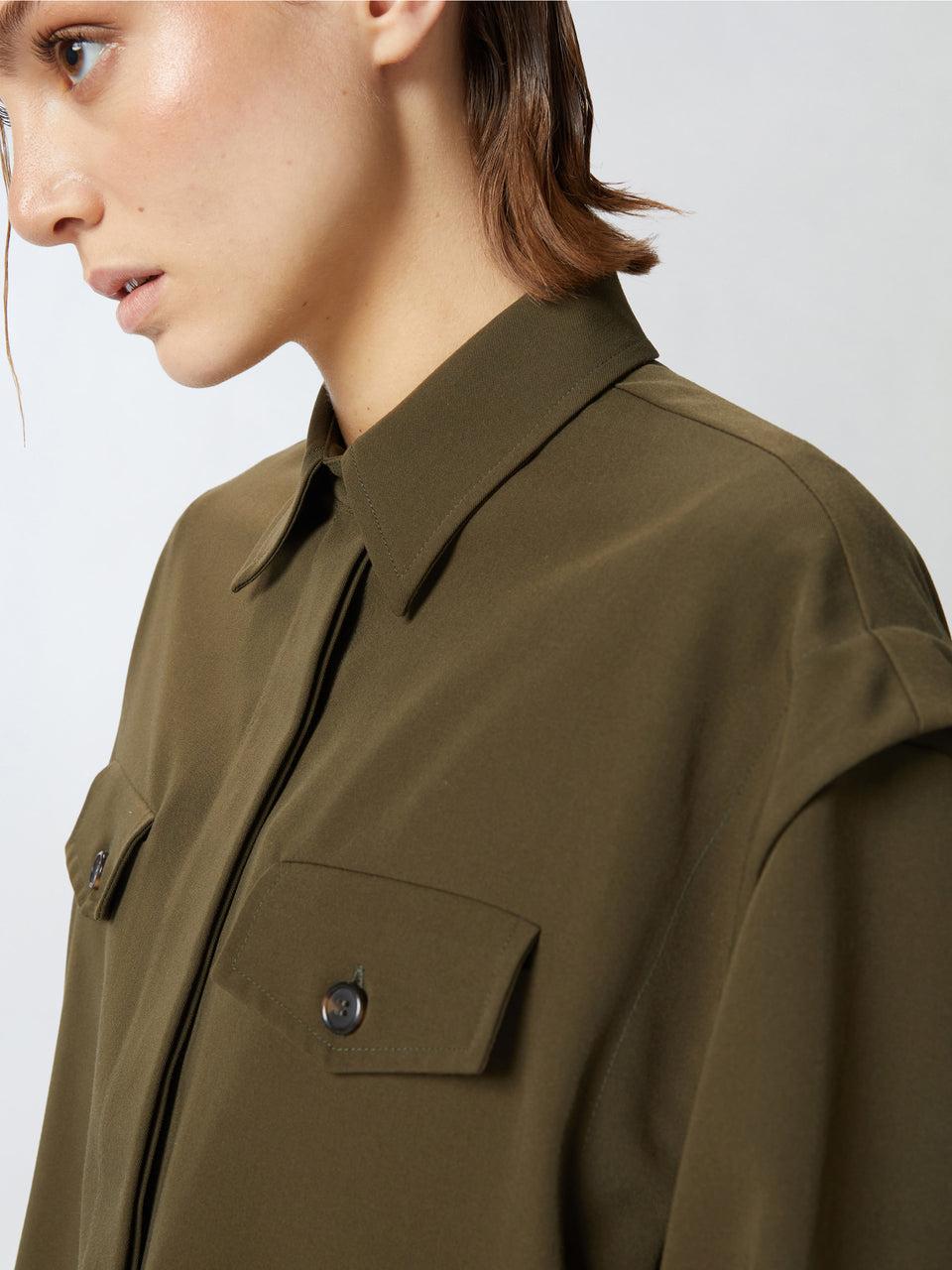PINKO Camicia Cropped Verde Convenienza