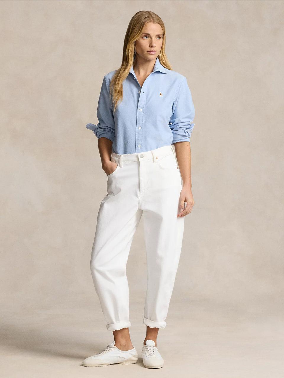 RALPH LAUREN Camicia Slim Fit in Oxford Blu Sconto