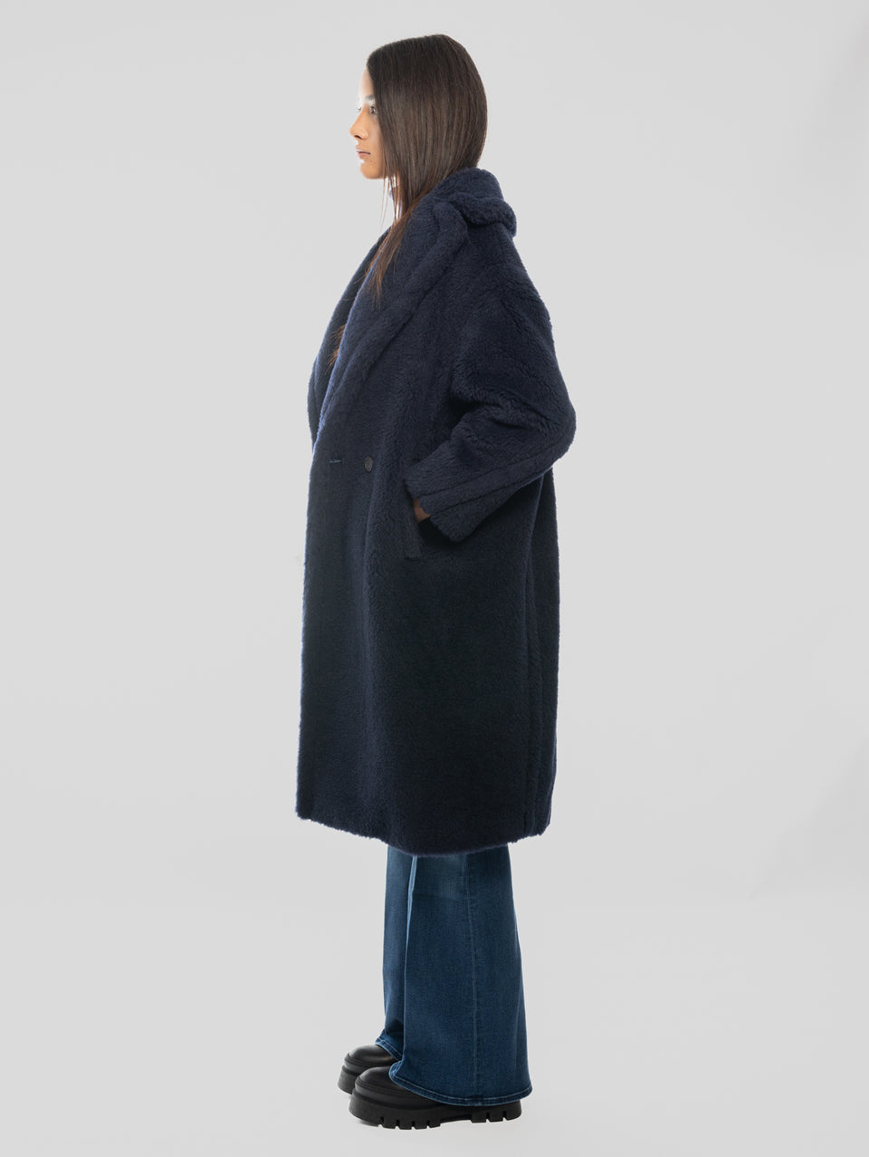 MAX MARA Cappotto TedGirl in Alpaca e Lana Blu Online