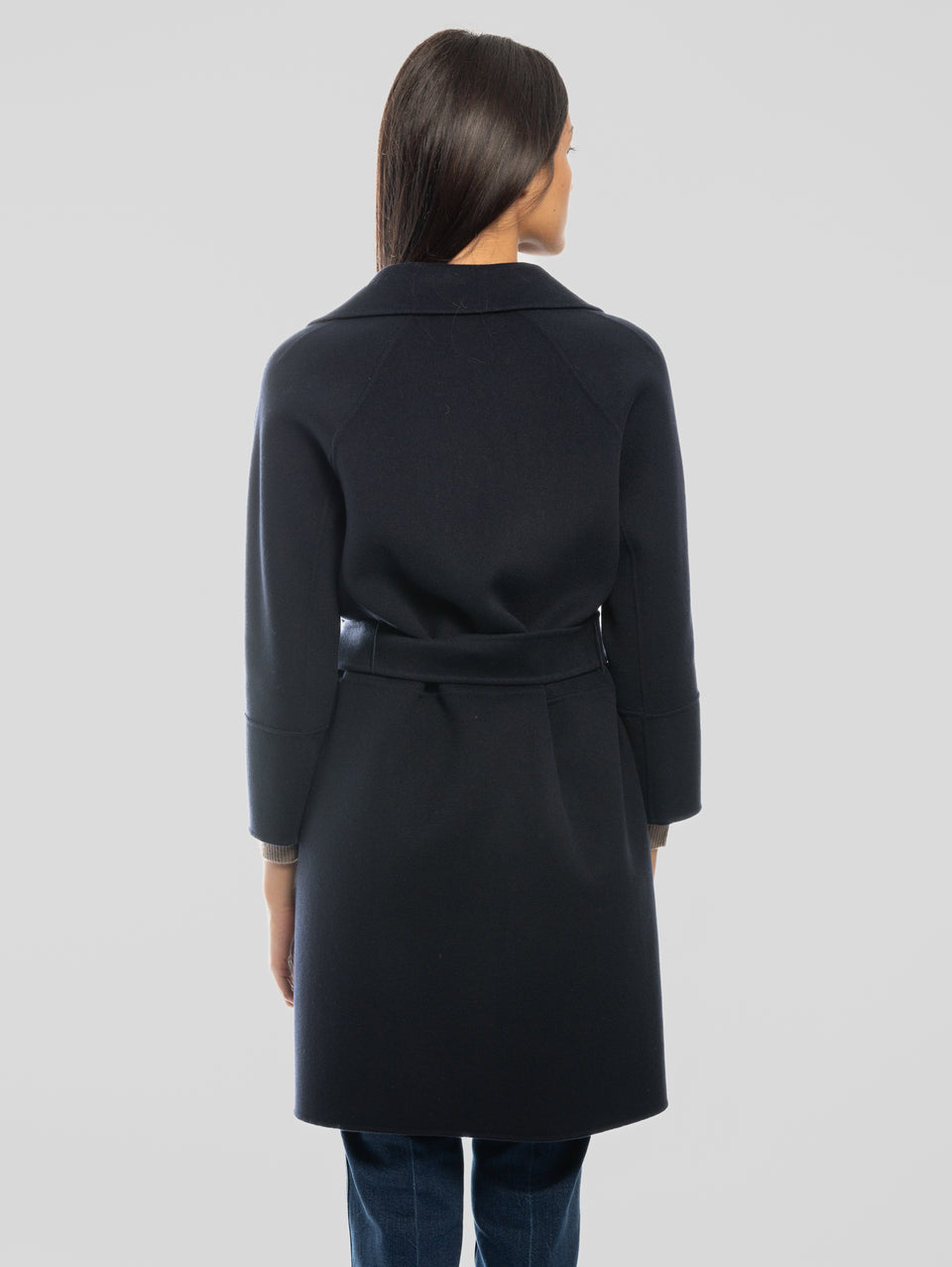 MAX MARA Cappotto Cucito a Mano in Doppio di Lana Arona Blu Sottocosto