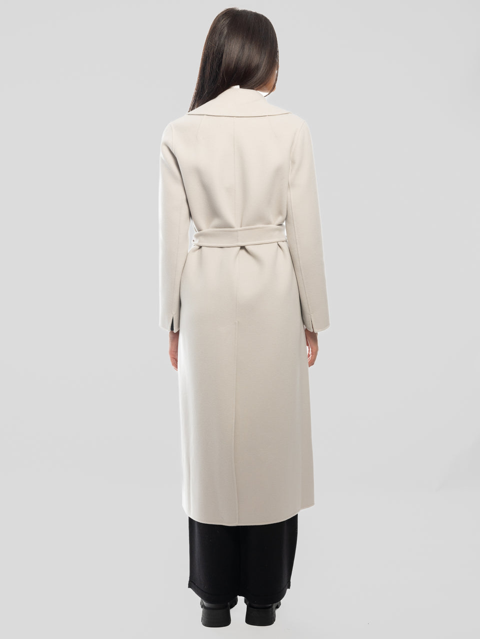 MAX MARA Cappotto Lungo a Vestaglia Poldo Grigio Perla Presa