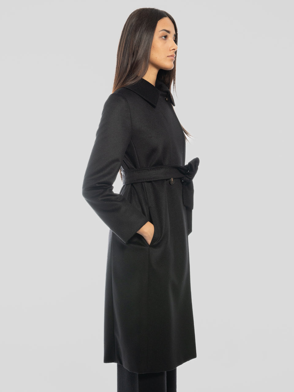 MAX MARA Cappotto Doppiopetto in Drap di Lana BCollag Nero Sconto