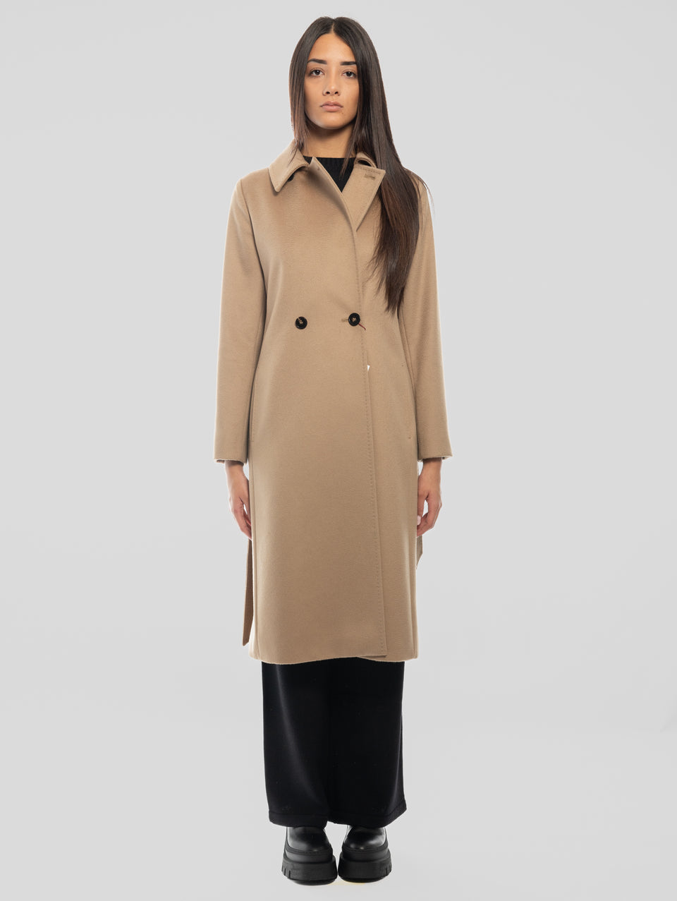 MAX MARA Cappotto Doppiopetto in Drap di Lana BCollag Cammello Offerta
