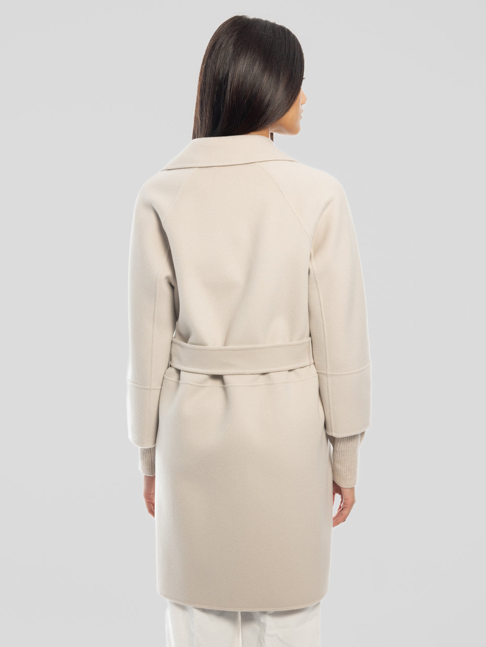 MAX MARA Cappotto Cucito a Mano in Doppio di Lana Arona Ecrù Economico