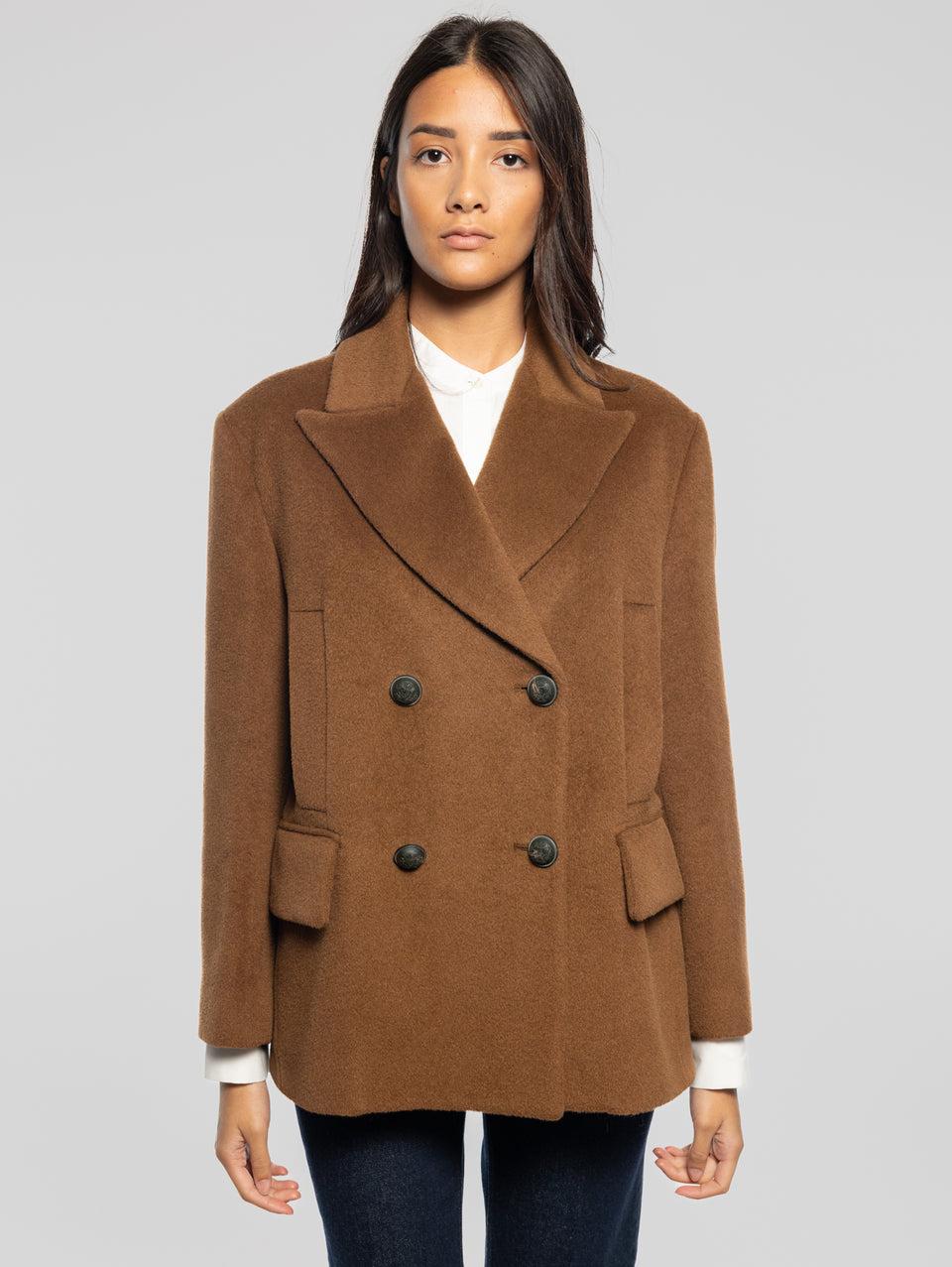 BRERAS MILANO Caban in Beaver di Lana e Alpaca Marrone Outlet