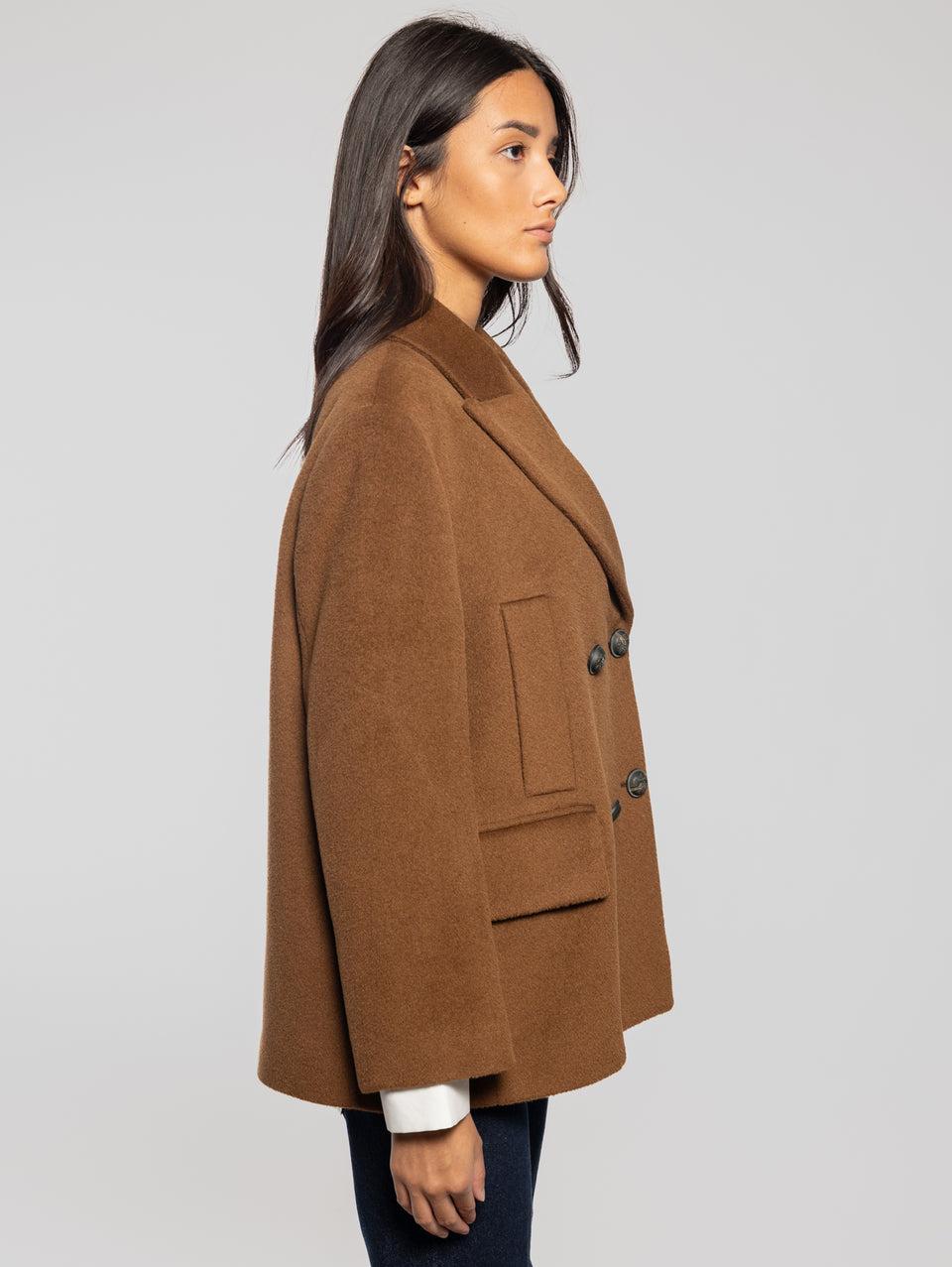 BRERAS MILANO Caban in Beaver di Lana e Alpaca Marrone Outlet