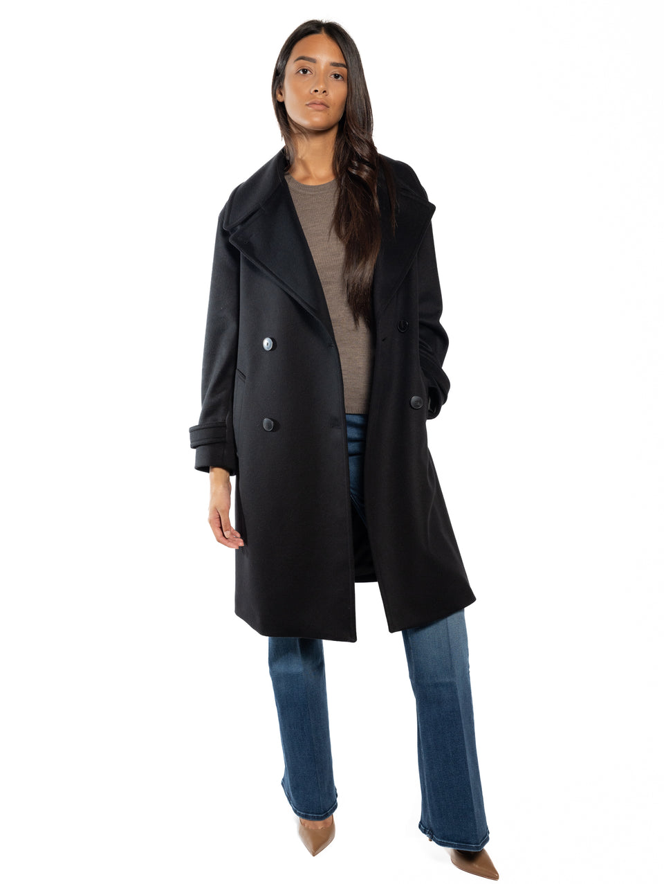 BRERAS MILANO Cappotto Lungo Doppio Petto Nero Offerte
