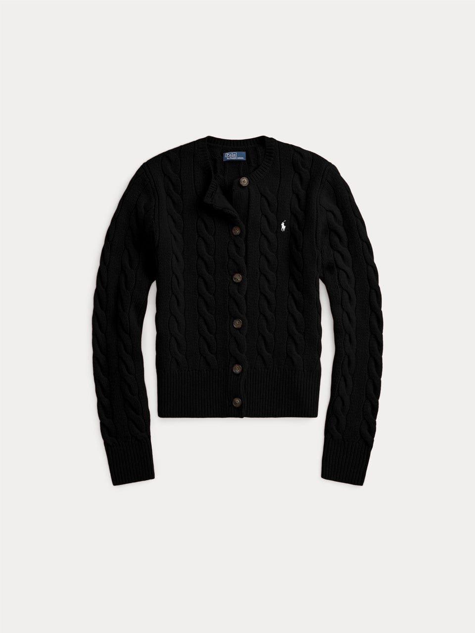 RALPH LAUREN Cardigan a Trecce in Misto Cashmere Nero Hotsell