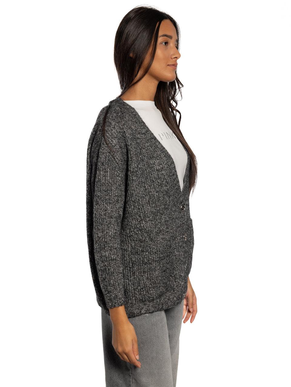 PINKO Cardigan Mélange con Scollo a V Grigio Vendita Calda