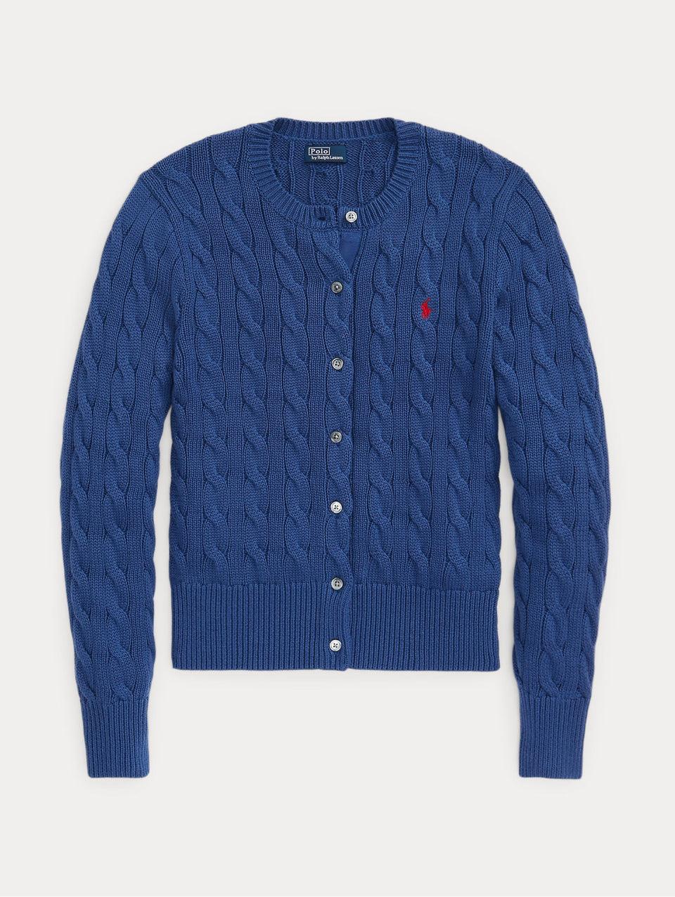 RALPH LAUREN Cardigan a Trecce Blu Medio Prezzo di fabbrica