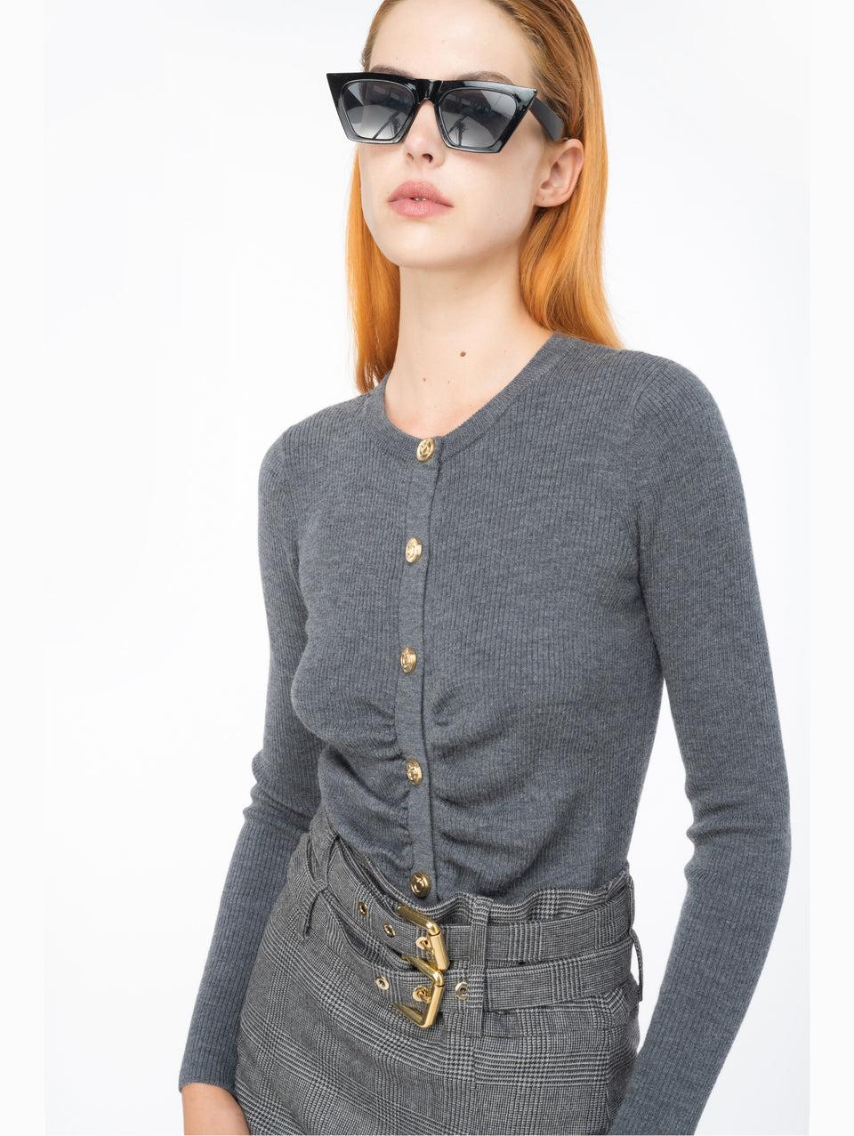 PINKO Cardigan con Bottoni Dorati Grigio Offerta speciale