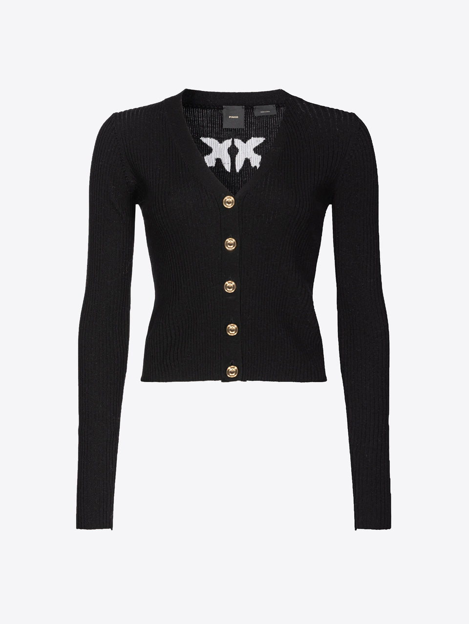 PINKO Cardigan con Logo in Trasparenza Nero Comprare a buon mercato