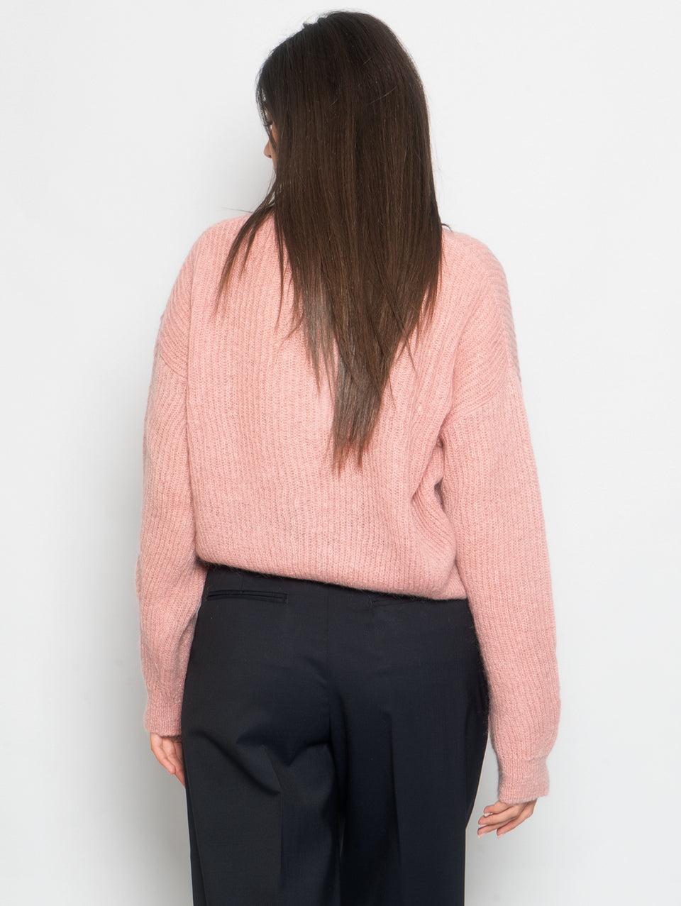 MAX MARA LEISURE Cardigan a Coste in Mohair Rosa Grande vendita