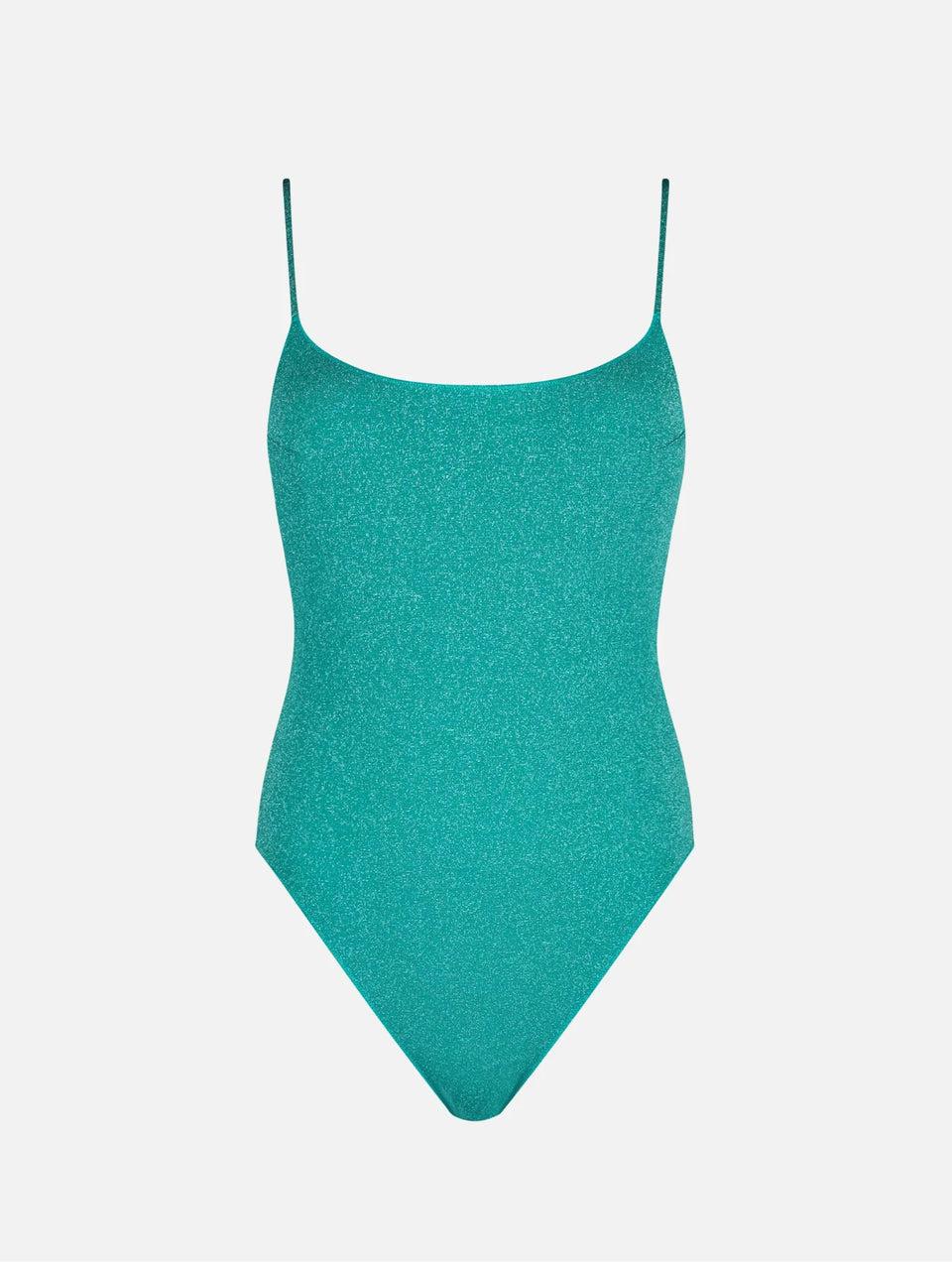 MC2 SAINT BARTH Costume Intero con Spalline Sottili in Lurex Verde Shopping online