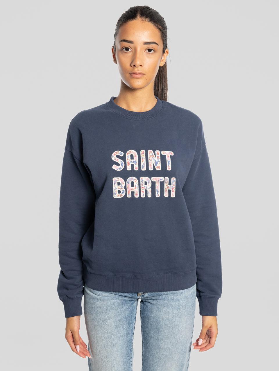 MC2 SAINT BARTH Felpa Misty con Colletto Bebè in Velluto Blu Offerta Anniversario