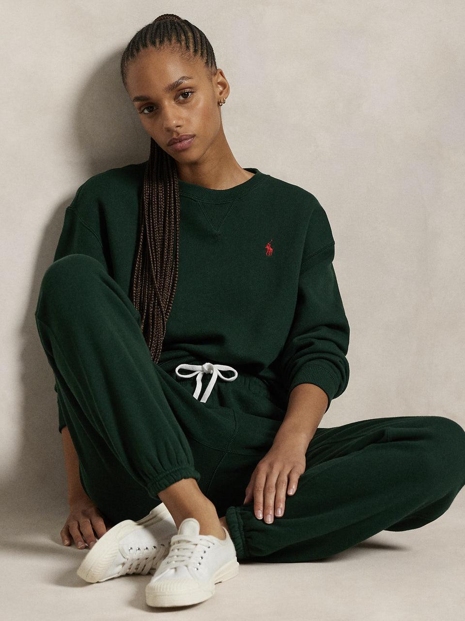 RALPH LAUREN Felpa Girocollo Verde Smaltimento dello stoccaggio