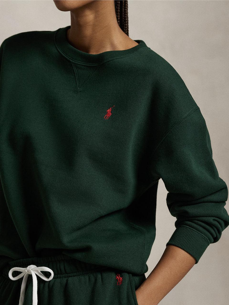RALPH LAUREN Felpa Girocollo Verde Smaltimento dello stoccaggio