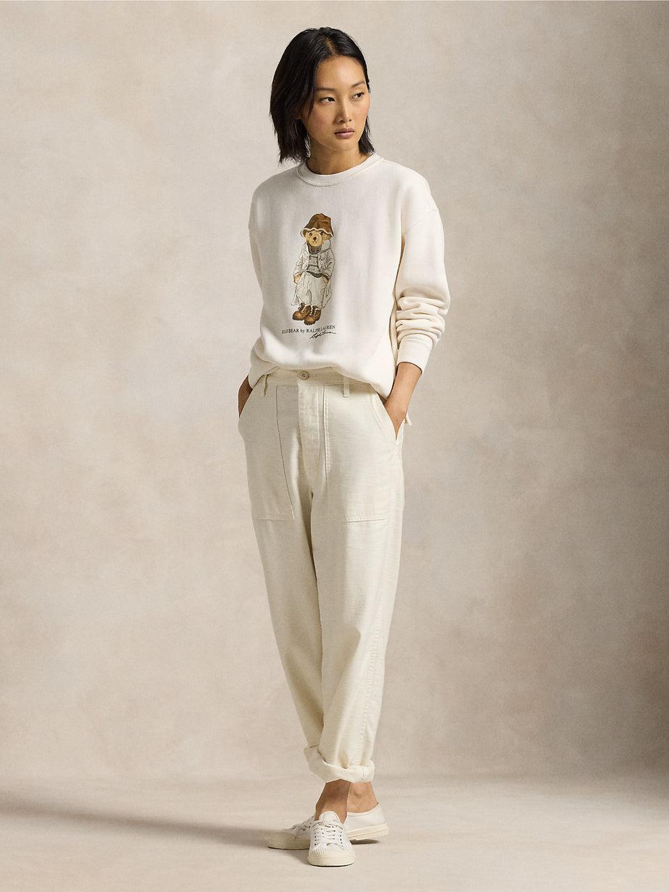 RALPH LAUREN Felpa Girocollo con Stampa Polo Bear Crema Offerta migliore