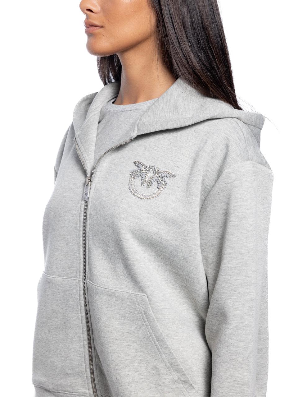PINKO Felpa Cappuccio e Logo Ricamato Grigio Offerte esclusive