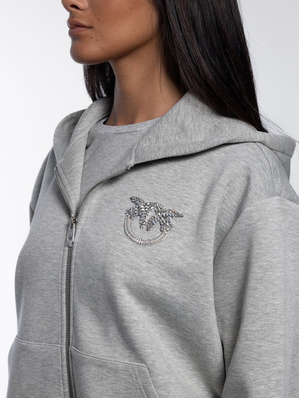PINKO Felpa Cappuccio e Logo Ricamato Grigio Offerte esclusive