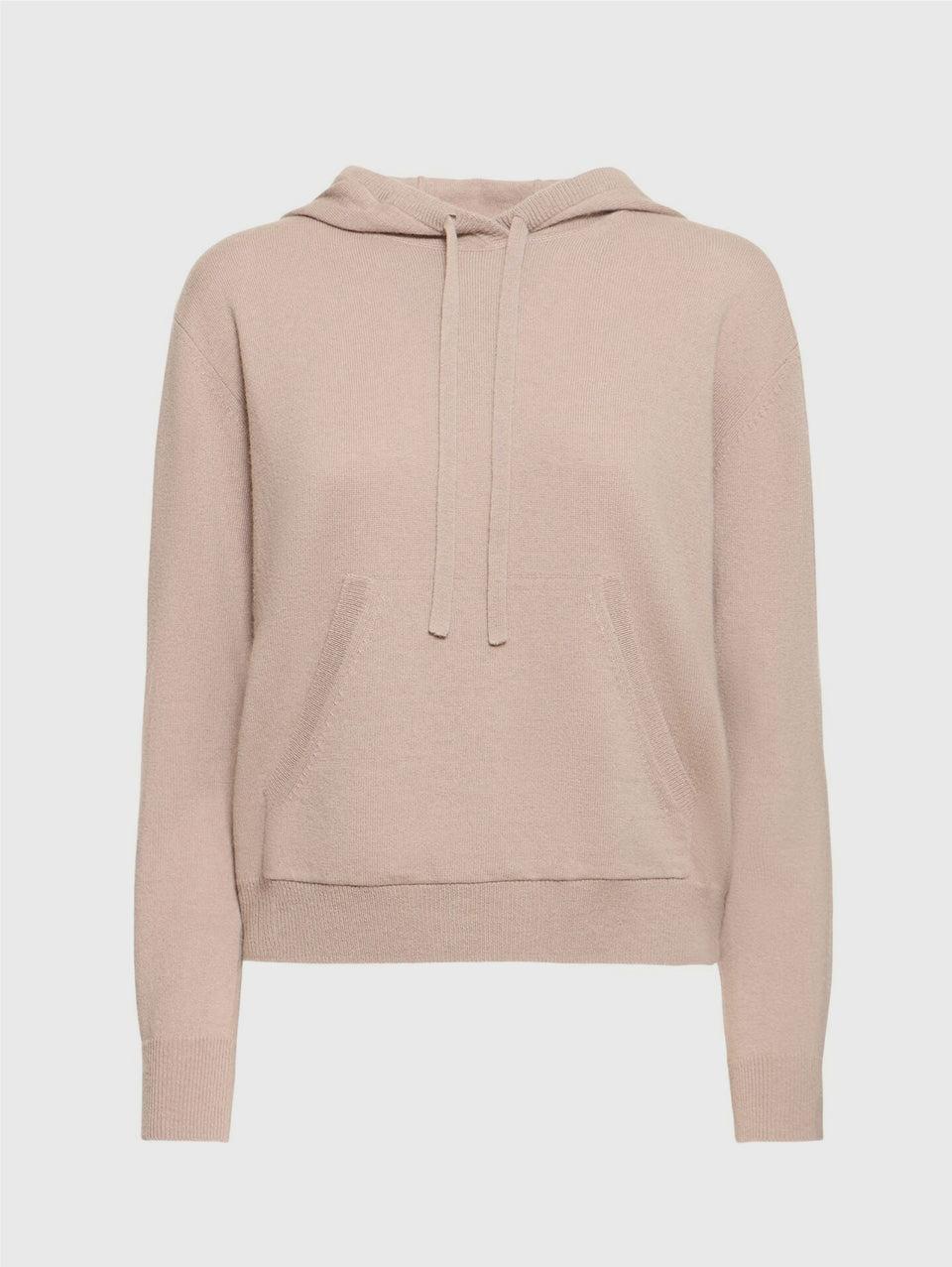 MAX MARA LEISURE Felpa con Cappuccio in Lana e Cachemire Tortora Grandi sconti