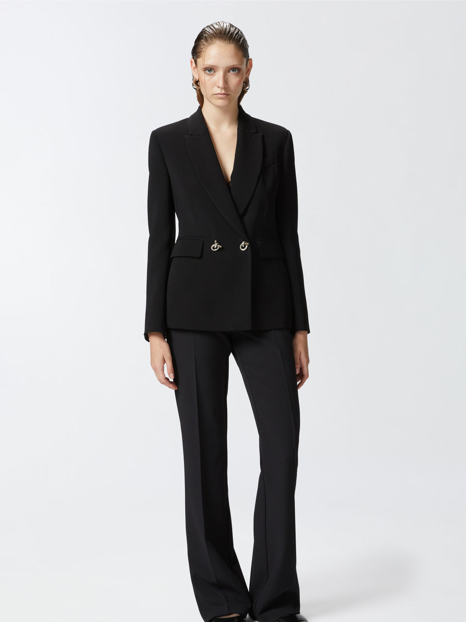 PINKO Blazer Doppiopetto in Cady Tecnico Nero Enormi risparmi