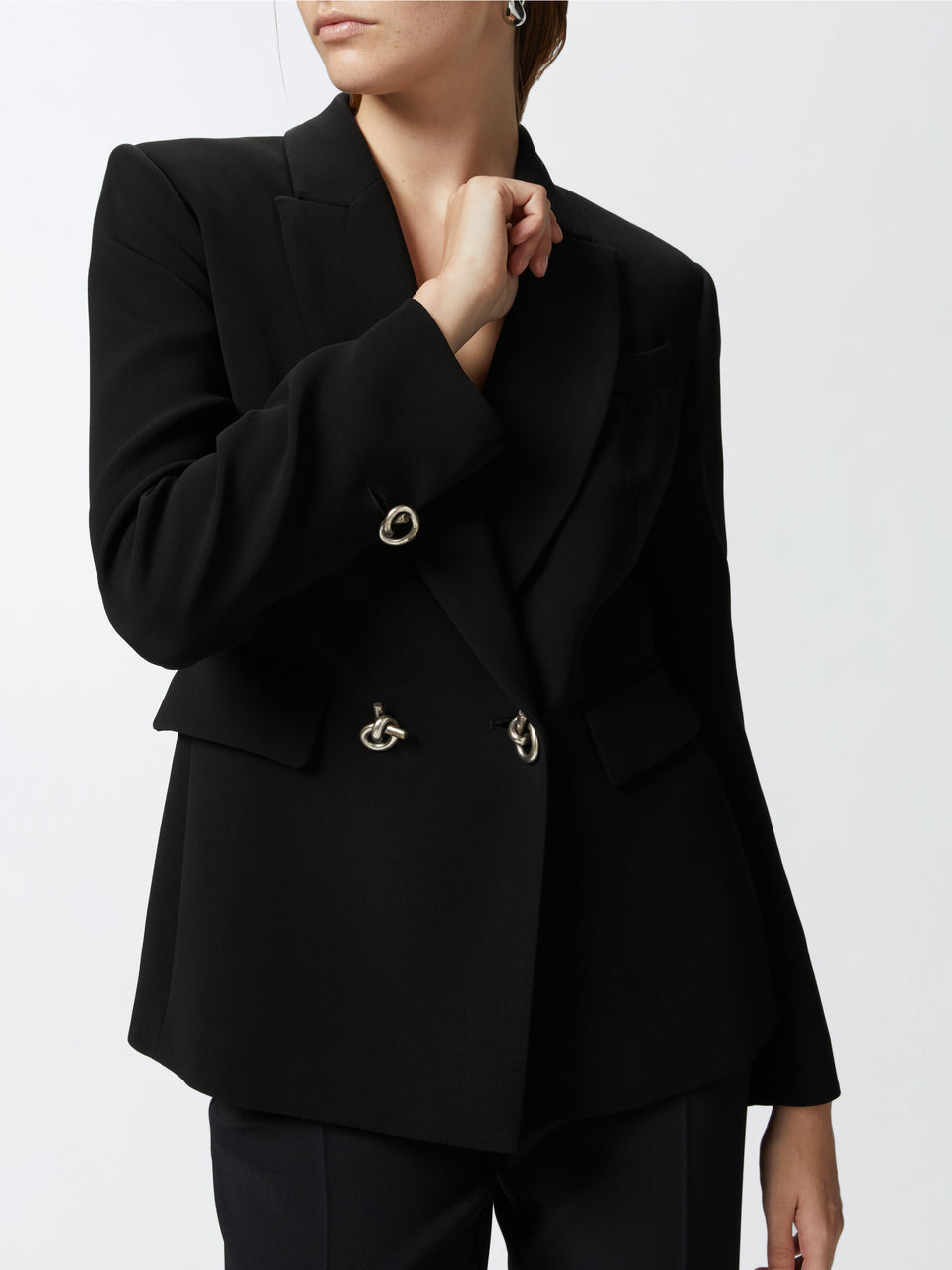 PINKO Blazer Doppiopetto in Cady Tecnico Nero Enormi risparmi