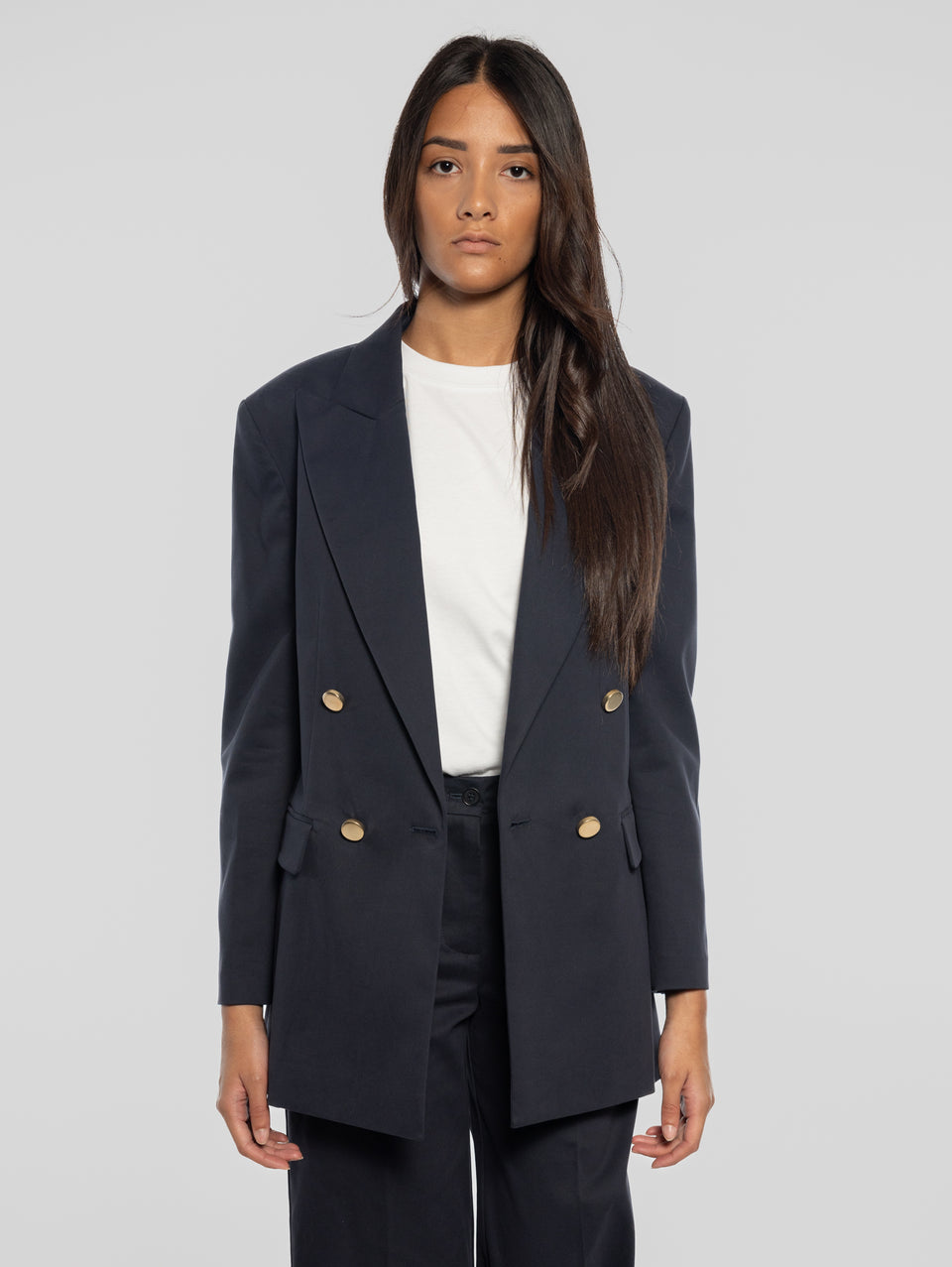 P.A.R.O.S.H. Giacca Doppio Petto Oversize Blu Super Saving Price