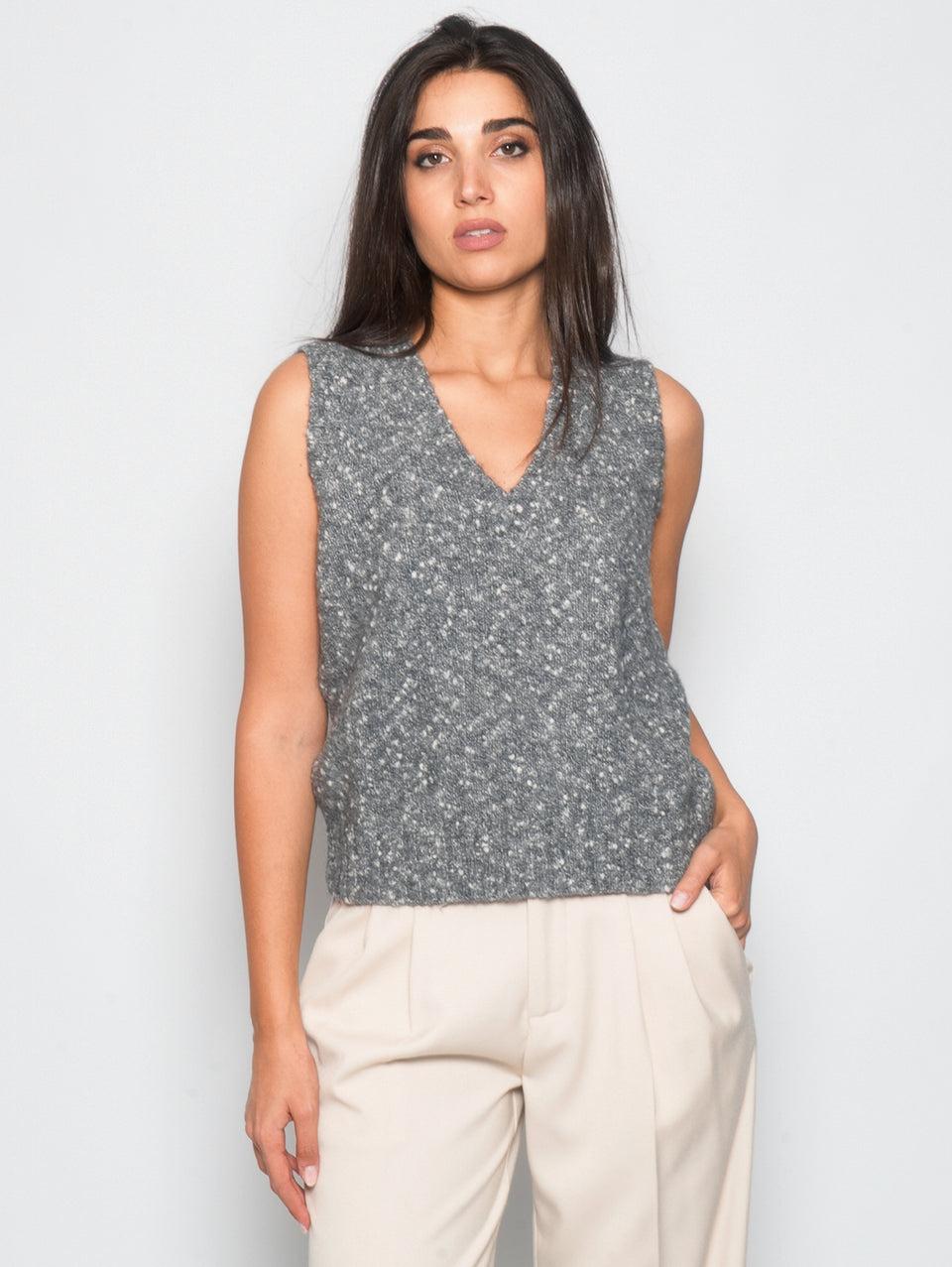 KANGRA Gilet con Scollo a V Grigio Offerta speciale della fabbrica